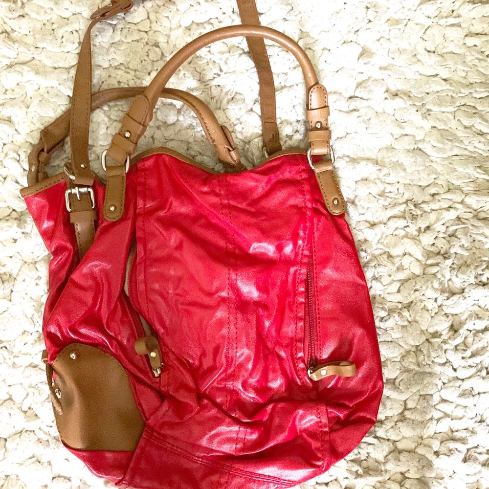 Red patent bag